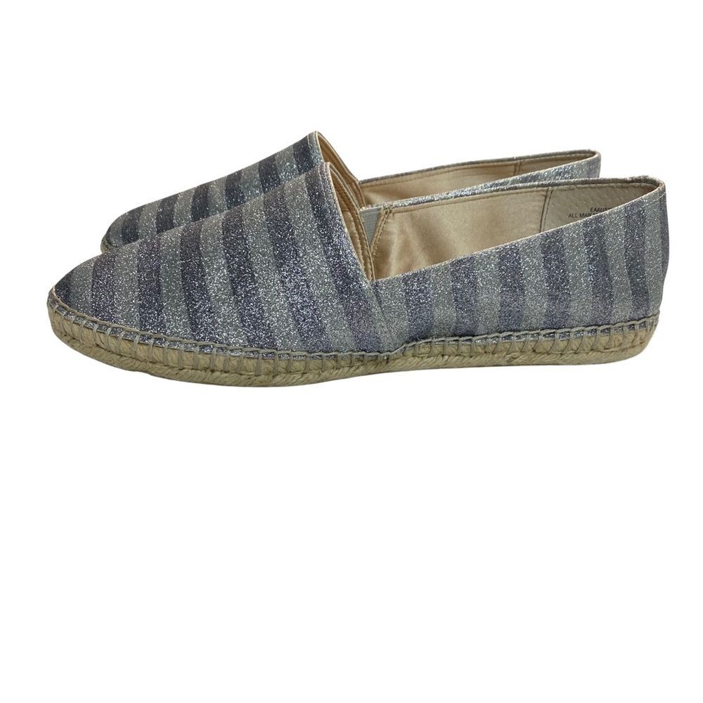 Enzo Angiolini Austyn Espadrilles Women Size 10 Silver Glitter‎ Shimmer Flats